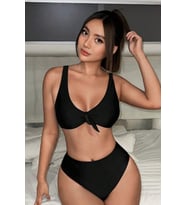Angelsin Şık  Bikini Üstü (Çıkartılabilir Kaplı) (Siyah)