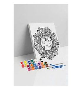 Güneş Desenli Mandala Tuval Boyama Seti 40x50 cm