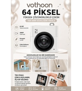Mini Dijital Kamera 64MP 16x Digital Zoom Retro Vintage 1.4"Ekranlı Video Kamera Taşınabilir Tasarım