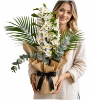 Tasarım Buketli Saksıda Dendrobium