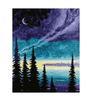 Silüet Ağaçlar Sticker(Çerçeveli) 70x90 Sayılarla Boyama Hobi Seti