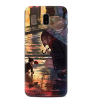 Samsung J6 Plus J7 Prime J7 Pro M20 Kılıf Desenli Silikon Kız ve Kedi 1762