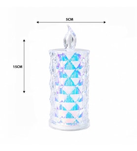 12 ADET LED CANDLE KAMP BÜYÜK BOY= ÇAP:5CM - Y: 16CM PİLLİ LED MUM MİKA KRİSTAL PLASTİK YAKUT-13637 (5343)