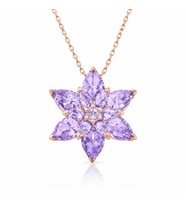Gümüş Rose Lila Lotus Çiçeği Kolye