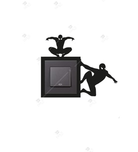 Spider Man Figürlü Çocuk Odası Tekli Priz Çerçevesi Dekorasyonu (Siyah)