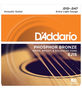D’Addario EJ15 Akustik Gitar Tel Seti 10-47 Phosphor Bronze Extra Light