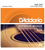 D’Addario EJ15 Akustik Gitar Tel Seti 10-47 Phosphor Bronze Extra Light