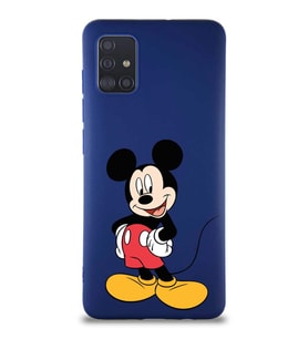 Samsung Galaxy M31S Soft Premier Kapak Mickey Mouse-E Tasarımlı Silikon Kılıf - Lacivert (Şeffaf)