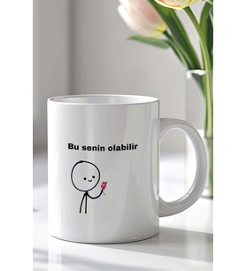 Mizahi Yazılı Sevimli Tasarımlı 330ml Baskılı Beyaz Seramik Kupa Bardak