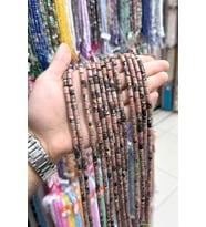 Rodonit Taşı Silindir Kesim 5x8mm Doğal Taş Dizi