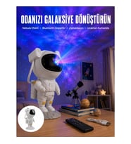 Mey İthalat® Astronot Bluetooth Hoparlör Gökyüzü Projektör Gece Lambası