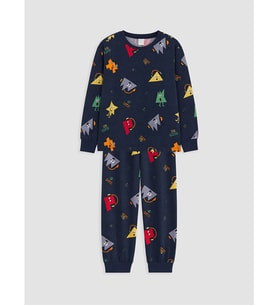 LCW Kids Lacivert Baskılı Erkek Çocuk Pijama Takımı