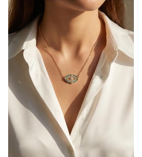 Xuping Rose Gold Mavi Mineli Nazar Göz Kolye