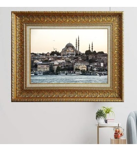 Gold Altın Kalın Çerçeveli Paspartulu Tablo vvb677