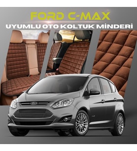 Ford C-MAX Kahverengi Renk Tay Tüyü Cepli & Terletmez Sırtlı Oto Koltuk Minder Seti - Koltuk Koruma Kılıfı (ÖN & ARKA TAM SET)