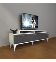 Decoraktiv Ekoflex 4 Mdf Silver Tv Ünitesi Tv Sehpası - Beyaz Antrasit (Beyaz - Antrasit)