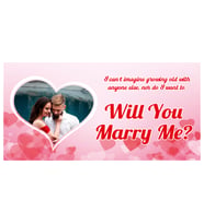 Fotoğraflı İngilizce Kapli Evlilik Teklifi Afişi Pankartı / Marry Me?