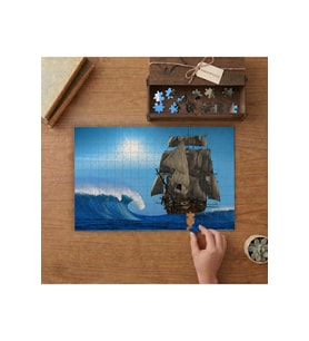Yelkenli Gemi- Büyük Dalga Tasarımı 240 parça Ahşap Puzzle Ahşap Kutuda MP00327