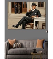 Türk Kahvesi İçerken Mustafa Kemal Atatürk Dekoratif Kanvas - Mdf Ahşap Tablo