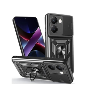 Poco X7 Pro Kılıf Pars Lens Yüzüklü Silikon - Siyah