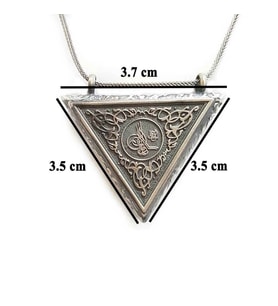 Osmanlı Tuğralı Üçgen Muska Kabi 925 Ayar Gümüş Erkek Kolye
