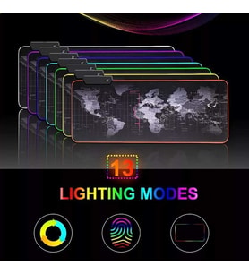 Büyük Oyuncu RGB Mousepad ve Klavye Pad Mavi Altıgen Desenli Blue Hex Tasarım Işıklı 70cm x 30cm Mouse Pad