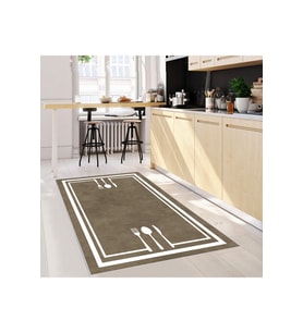 Rovigo Home Dijital Baskı Yıkanabilir Kaymaz Taban Mutfak Halısı RVG2114-SM362 (Kahverengi)