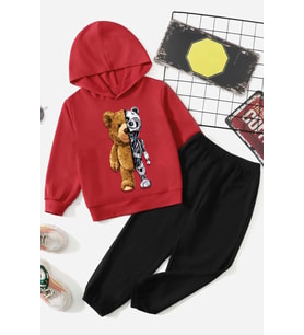 Çocuk Boys Bear Eşofman Takımı (Siyah)