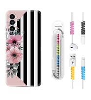 Samsung A23 A31 A32 A50 A51 A52 A53 A70 Kılıf Kablo Koruma Spiral Silikon Flowers 4 1390