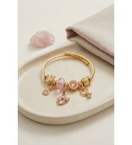 Pembe Swan Model Gold Renk Charmlı Bileklik