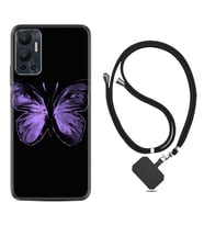 Infınix Hot 12 Kılıf Resimli Boyun Askılı İpli Desenli Silikon Series Black Butterfly 1879