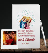Sevgililer Gününe Özel Deri Beyaz Defter Kalem & Instagram Çerçeve Hediye Seti 26