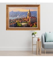 Çerçeveli Paspartulu Manzara Tablo dft181 (Gold)