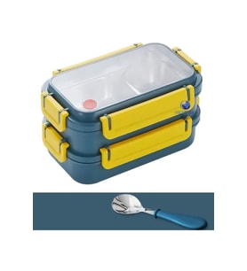Bento Lunch Box Ofis-Okul İçin Yeni Nesil Sefer Tası Tek Kat 3 Bölme Çatal Ve Kaşıklı -Pas