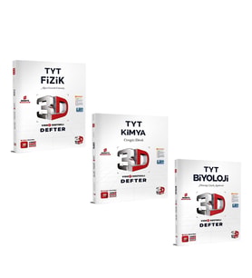 3D TYT Fizik Kimya ve Biyoloji Video Destekli Defter Seti 3 Kitap
