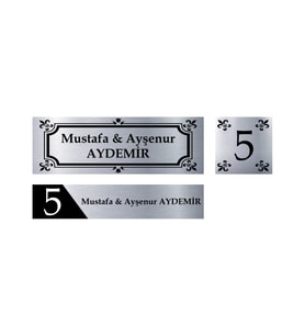 Kişiye Özel Kapı İsimliği Kapı Numarası & Posta Kutusu İsimliği Model 7 (Gümüş)