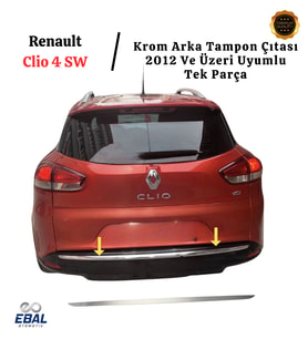 Renault Clio 4 SW Krom Arka Tampon Çıtası 2012 Ve Üzeri P.Çelik