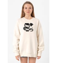 Monogatari Anime Nadeko Snake Symbol Ekru Kadın 2ip Sweatshirt