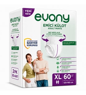 Evony Yetişkin Bezi Emici Külot XL - Ekstra Büyük - Extra Large 60 Adet