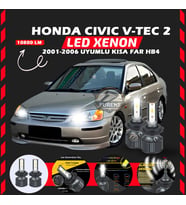 Honda Civic V-TEC 2 2001-2006 Kısa Far Uyumlu Şimşek Etkili Led Xenon Premium Series HB4