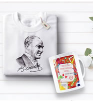 BK Gift Kişiye Özel Öğretmenler Günü Tasarımlı Kupa Bardak ve Atatürk Baskılı Tişört Hediye Seti- 3-2, Öğretmene Hediye, Öğretmenler Günü, 100. Yıl Hediyesi