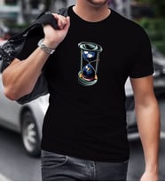 BK Gift Kum Saati Tasarımlı Siyah T-Shirt-1