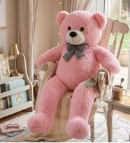 90 cm Papyonlu Peluş Ayıcık Hediyelik (Pembe)