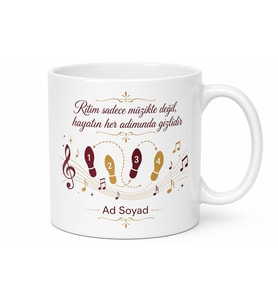 Dans Eğitmeni Ritim Sayma 1-2-3-4 Salsa Adımı Kupa Bardak Hediye