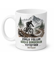 Dağ Bisikleti Temalı Kupa Çamurlu Patika Zorlu Arazi Hediye Bardak