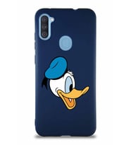 Samsung Galaxy M11 Soft Premier Kapak Donald Duck-F Tasarımlı Silikon Kılıf - Lacivert (Şeffaf)