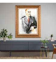Altın Varaklı Çerçeveli Paspartulu Atatürk Tablo z4597 (Gold)
