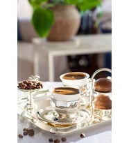 GÜMÜŞ KAPLAMA FİNCAN SETİ KÖŞELİ MODEL