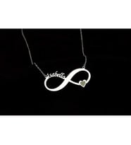 İsimli  Kalp Sonsuzluk  925 Ayar Gümüş Kolye