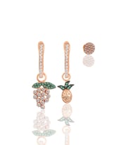 Gümüş rose zirkon taşlı meyve kombin üçlü küpe seti SGTL11637ROSE